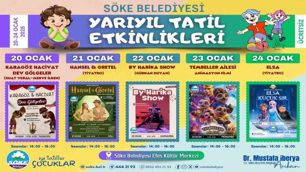 Söke Belediyesi Yarıyıl Tatilinde Çocuklar İçin Eğlenceli Etkinlikler Düzenliyor